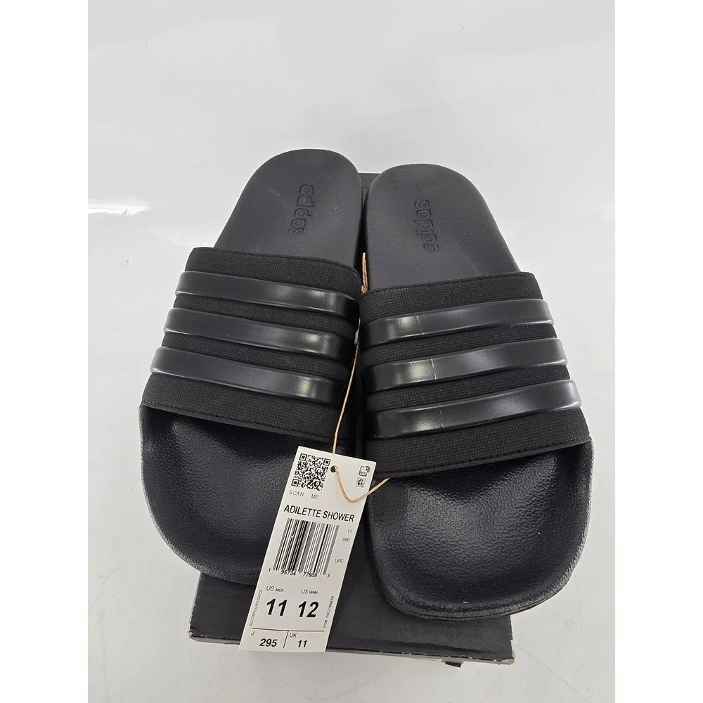 Adidas Adilette Shower Slides Men 11 Women 12 Black GZ3772 -New